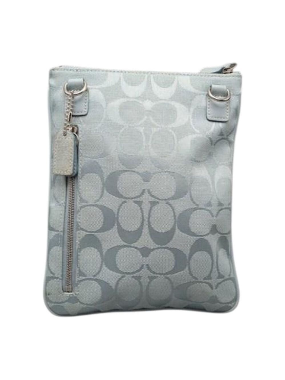 Coach Light Blue Signature Canvas and Suede Crossbody Bag - Picture 3 of 11